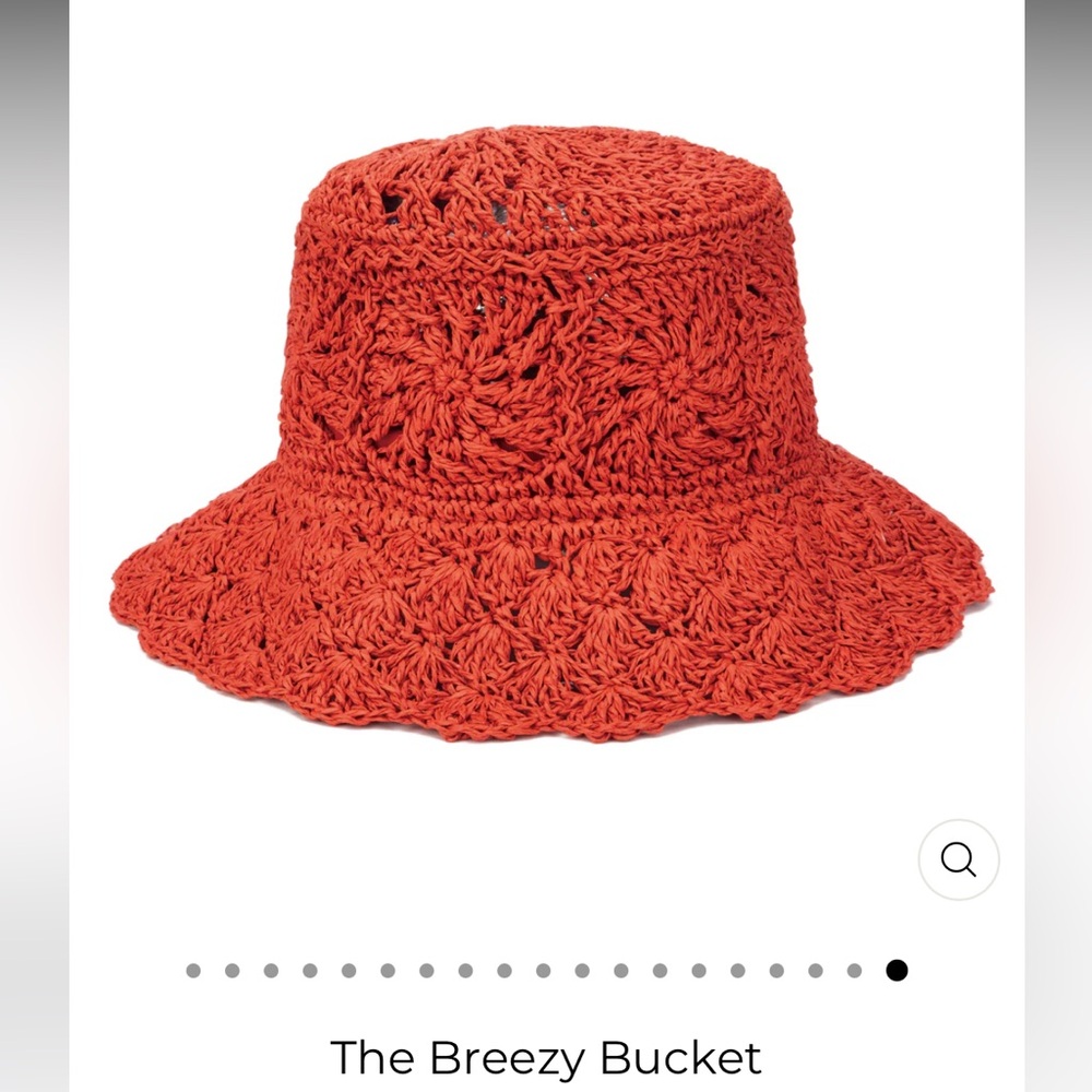 Red crochet bucket hat